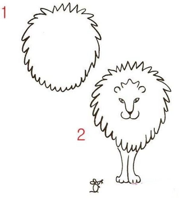 How to draw a lion with simple strokes for children