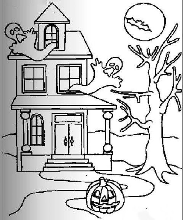 Childrens Halloween Haunted House Simple Drawing Pictures