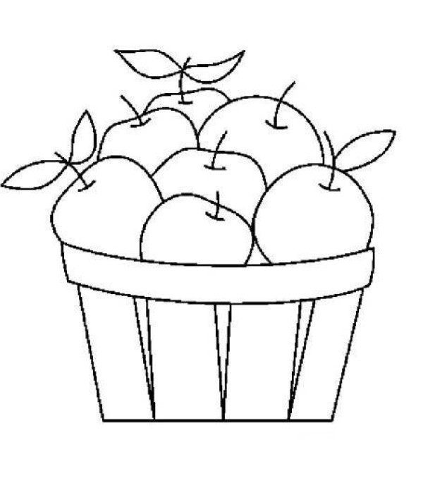 Apple simple drawing: a basket of apples