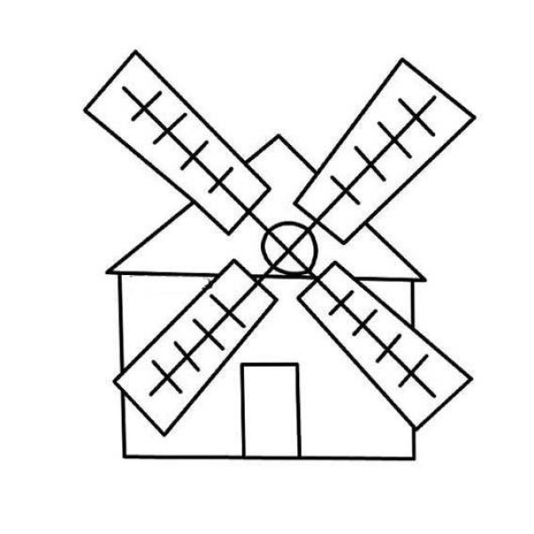 A complete collection of simple drawing pictures of childrens big windmill house