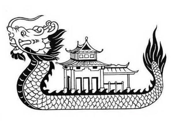 Simple drawing pictures of ancient dragon boats