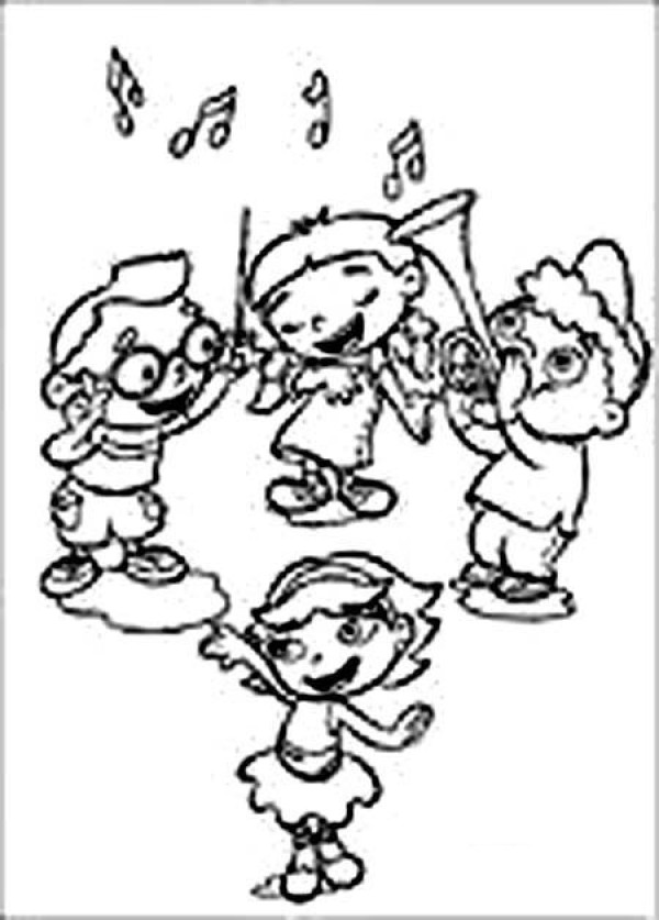 Childrens simple drawing pictures of Childrens Day scenes: Singing Childrens Day