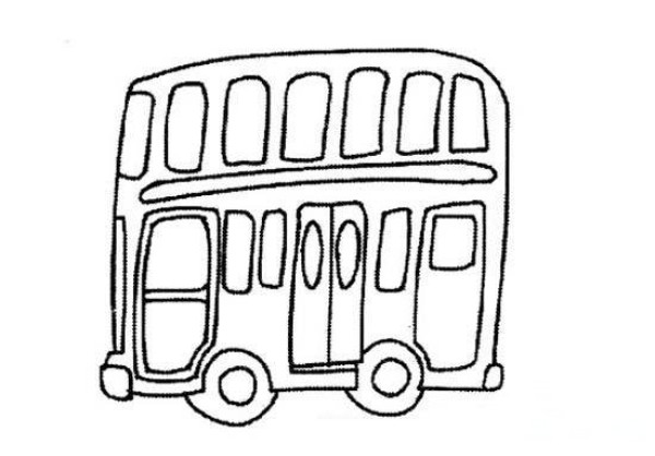 Childrens simple drawing of double-decker bus