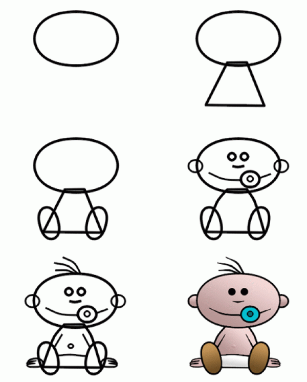 How to draw a baby with simple strokes