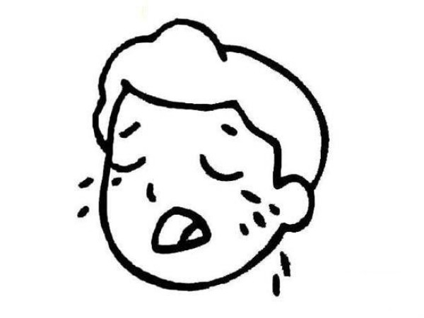 Simple drawing of character expression: Crying boy