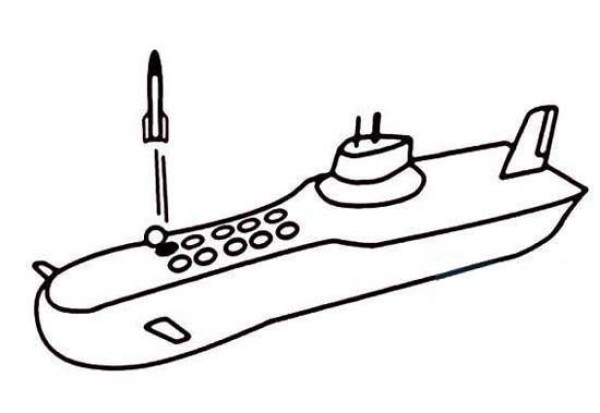 A complete collection of simple drawing pictures of primary school students fighting submarines