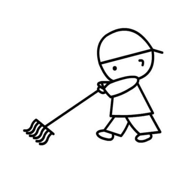 A simple picture of a boy celebrating Labor Day: Mopping the floor