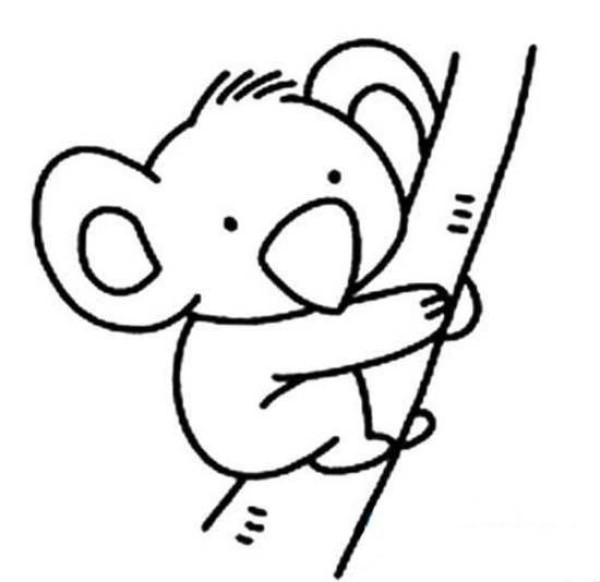 Simple drawing of koala on tree