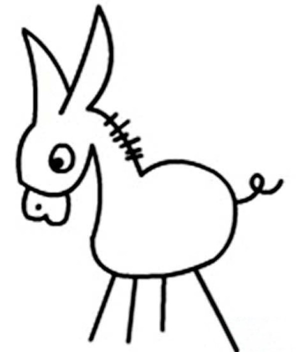 Simple drawing pictures of little donkey in kindergarten