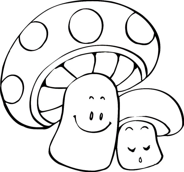 Simple drawing of cartoon smiling mushroom