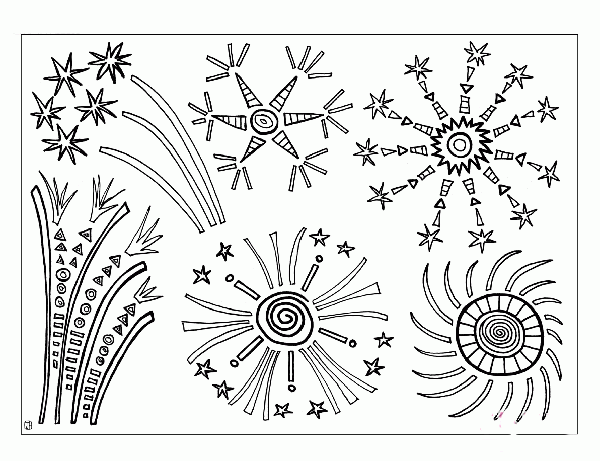 A complete collection of pictures of childrens simple drawings of holiday fireworks