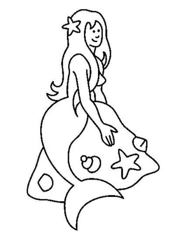 Childrens simple drawing: beautiful mermaid