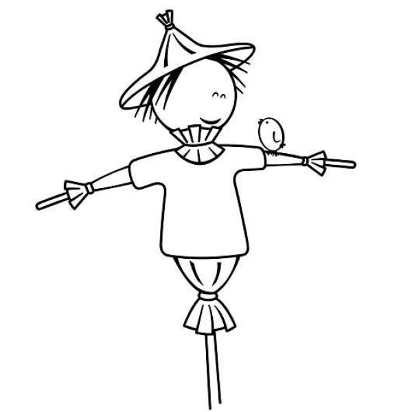 A complete collection of simple drawings of scarecrows for children