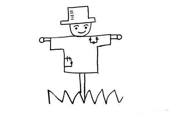 Kindergarten simple scarecrow drawing pictures