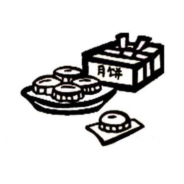 Childrens simple drawing picture of a plate of mooncakes