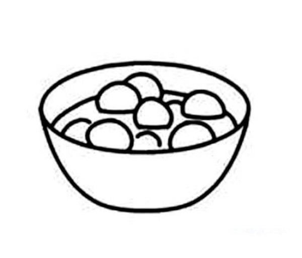 Simple picture of a bowl of glutinous rice balls