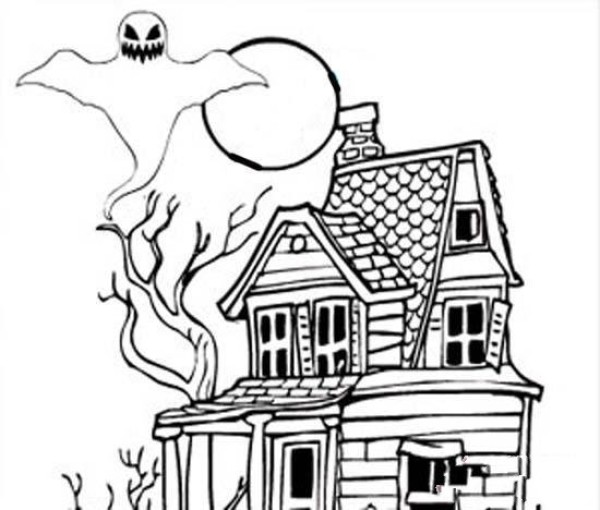 Halloween house simple drawing pictures for primary school students