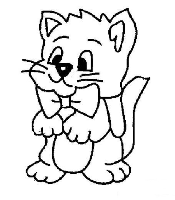 Childrens simple drawing of cartoon cat