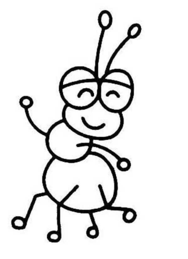 Childrens simple drawing of cute ants