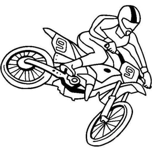 Simple drawing picture of rider riding off-road motorcycle