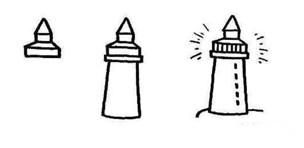 Steps to draw a lighthouse in kindergarten: How to draw a lighthouse