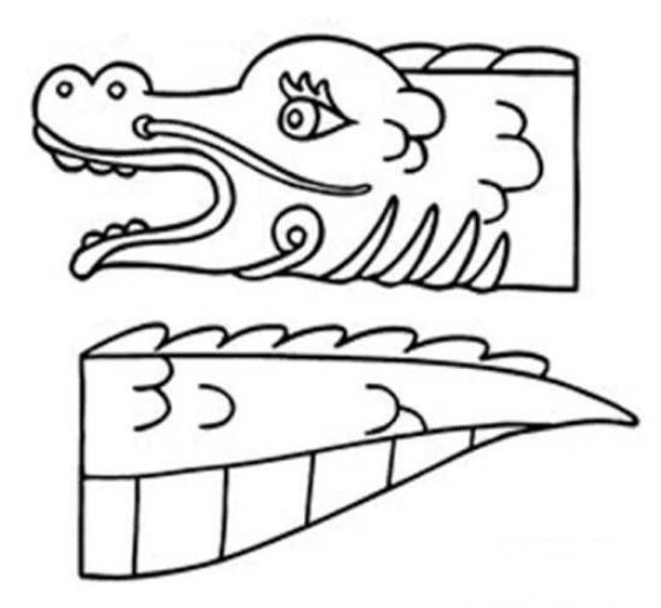 Kindergarten dragon boat head and dragon boat tail simple drawing picture