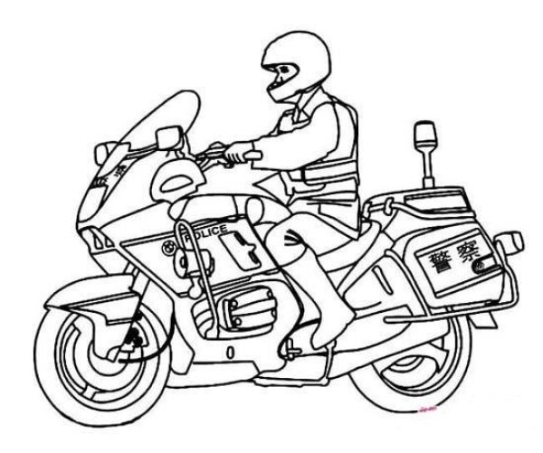 Simple drawing pictures of traffic police riding police motorcycles