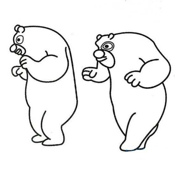 Cute Bear Big and Bear Two Simple Drawing Pictures