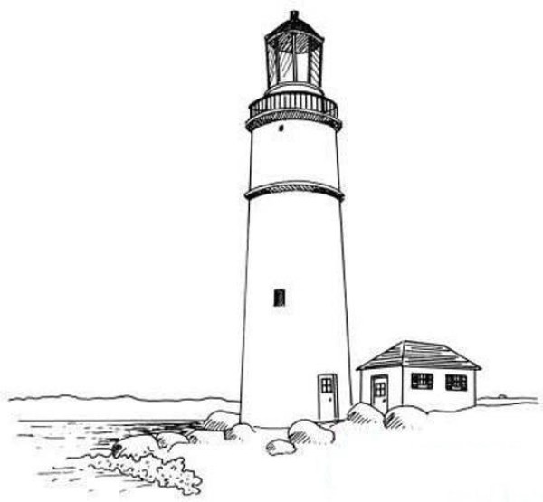 A complete collection of childrens hand-drawn simple drawings of seaside lighthouses