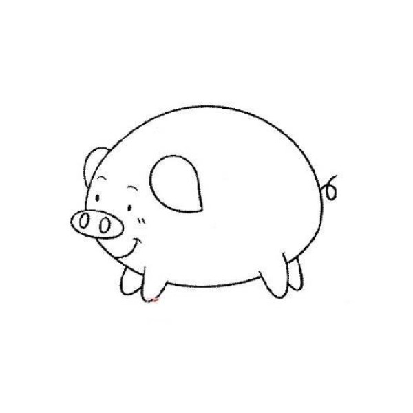 Simple drawing of cute little fat pig