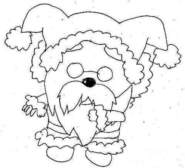 Simple drawing picture of slow sheep dressed as Santa Claus