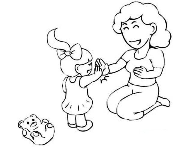 Womens Day simple drawing pictures: My mother and I clapped our hands