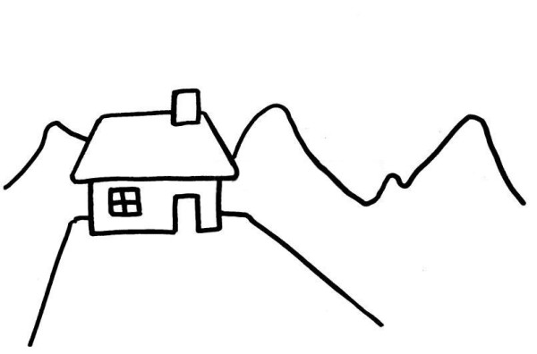 Simple drawing of mountain hut