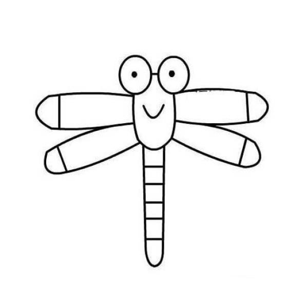 Childrens cartoon dragonfly simple drawing