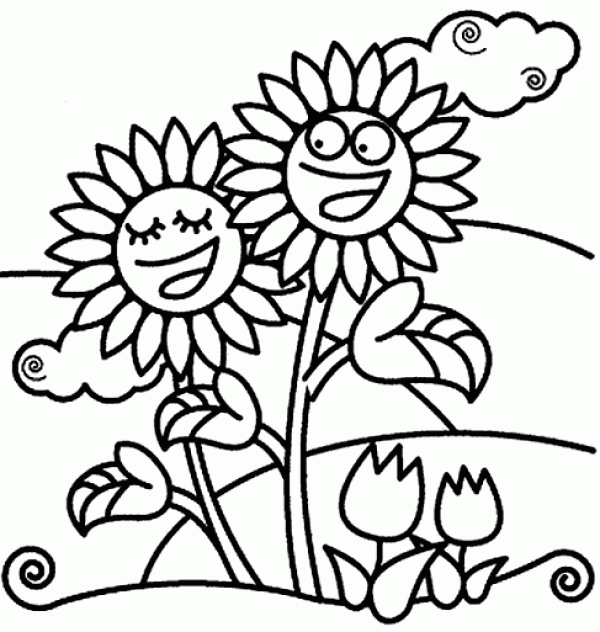 Cartoon sunflower simple strokes