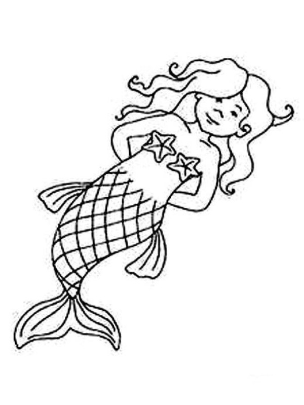 Childrens simple drawing of mermaid