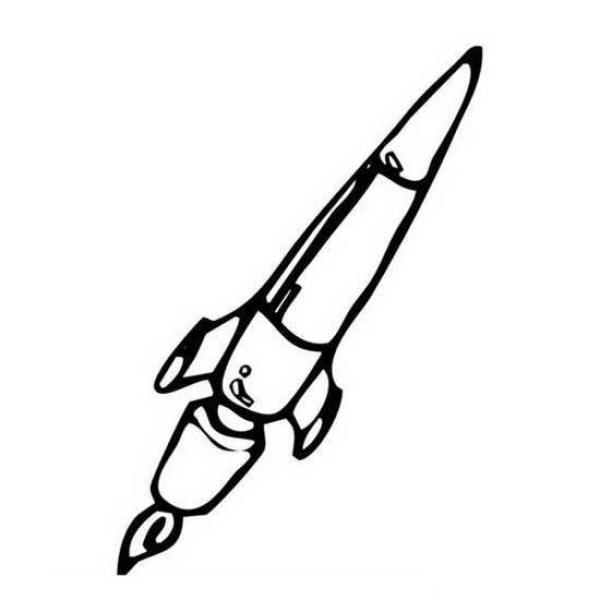 A complete collection of simple drawings of modern weapons for children: rockets