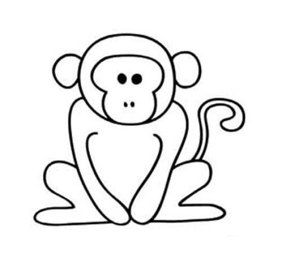 Complete picture of simple strokes of little monkey