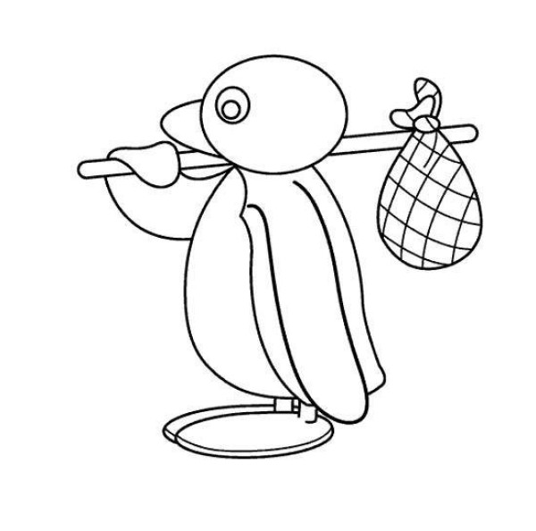 Simple drawing of penguin: penguin carrying luggage