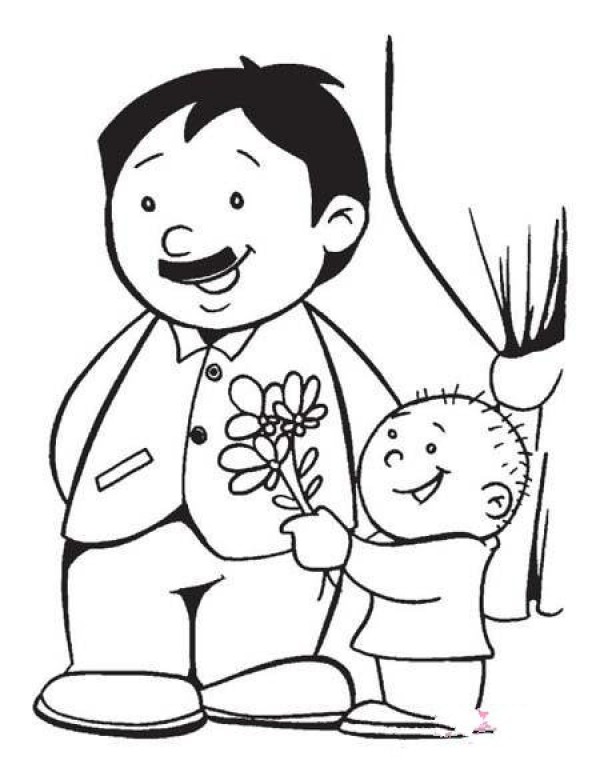 Childrens simple drawing pictures for Fathers Day: Send flowers to dad