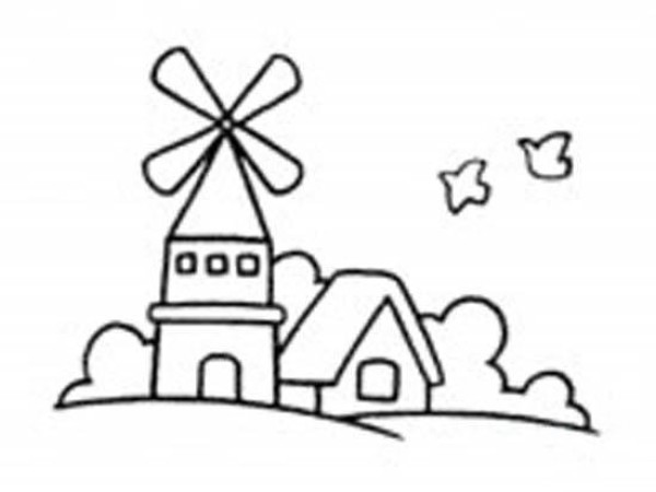 Simple landscape drawings for primary school students: Windmill Castle