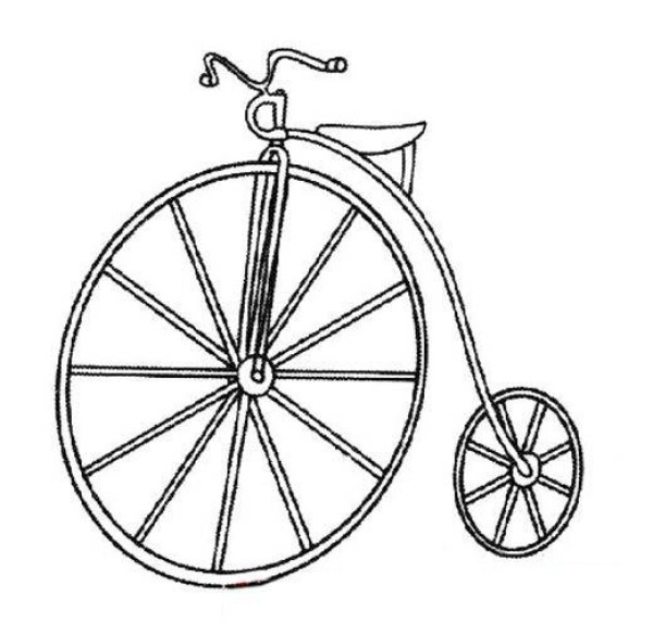 Simple drawing pictures of childrens large and small wheel bicycles