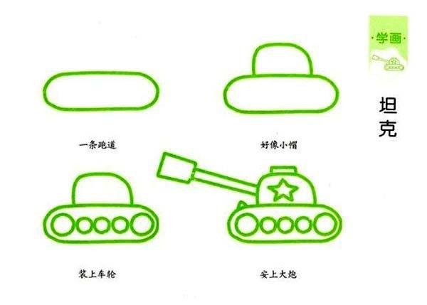 Simple drawing steps of a tank: How to draw a tank