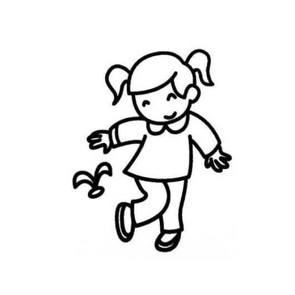 Simple drawing of girl playing shuttlecock