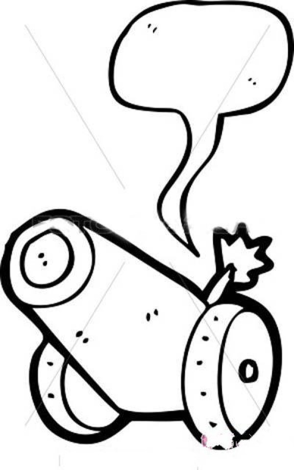 Simple drawing picture of smoking cannon