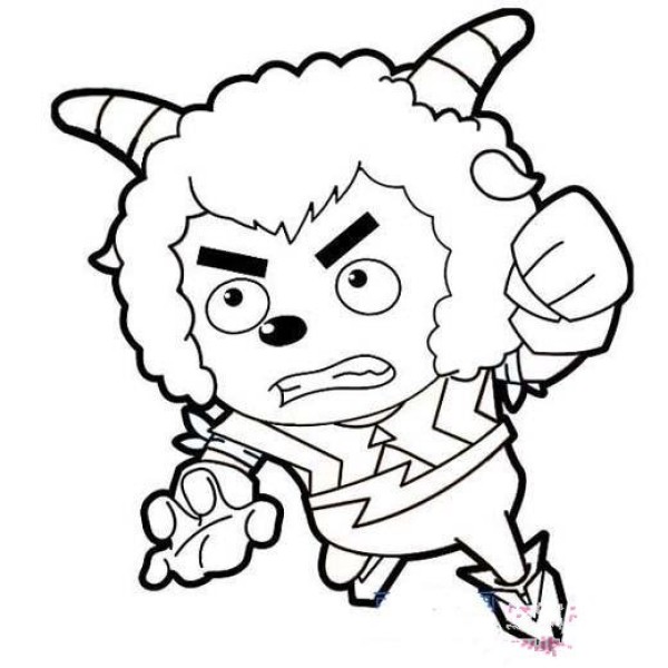 A collection of simple drawings of childrens cartoon characters: angry boiling sheep