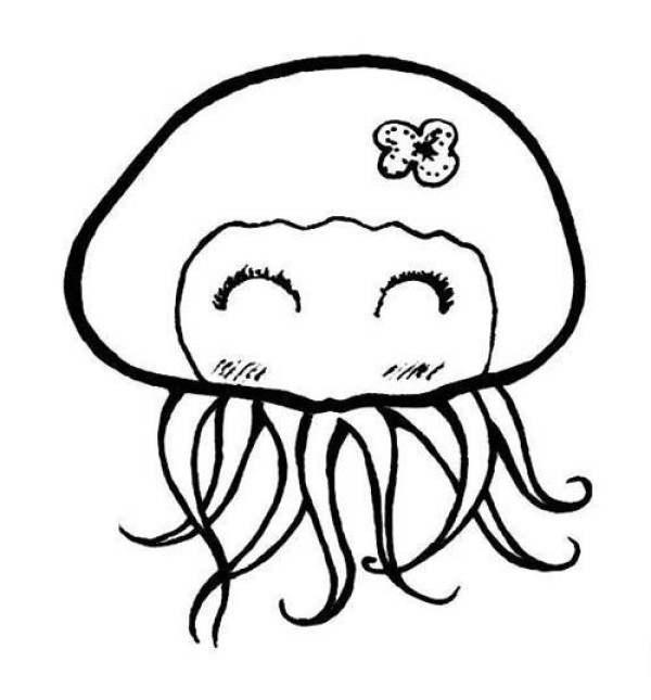 Childrens super cute simple drawing pictures of jellyfish