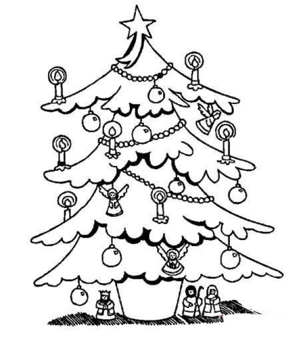 Beautiful Christmas tree simple drawing picture