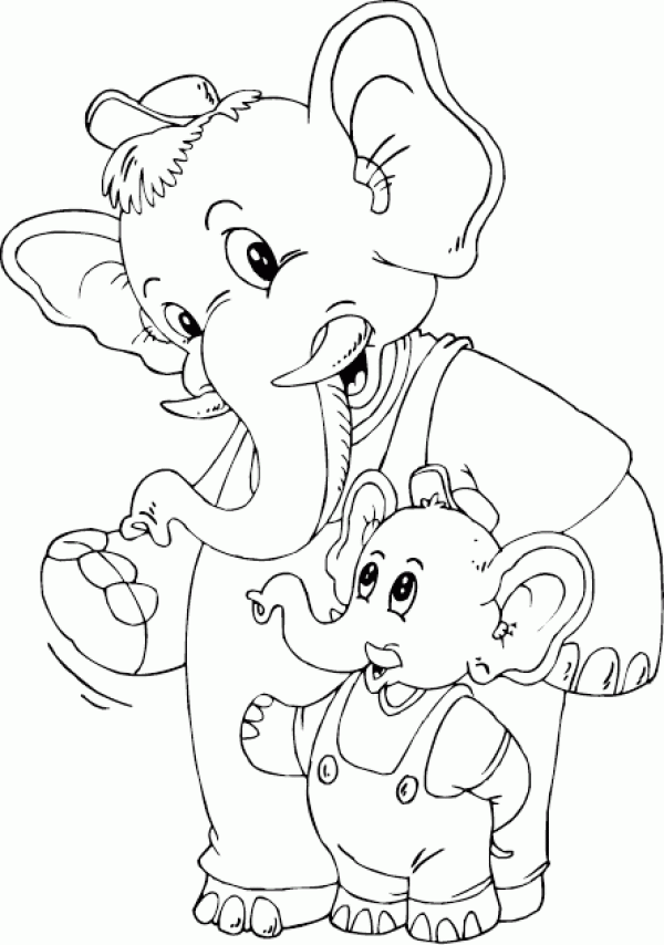 Cartoon elephant dad and son