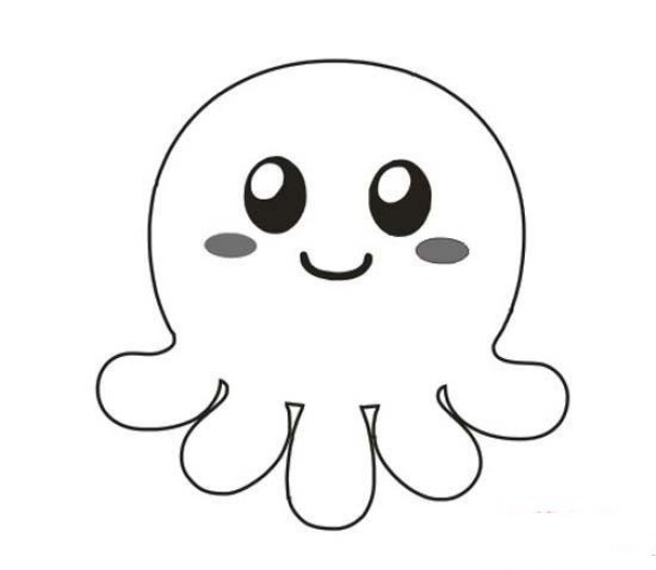 Simple drawing of cute and cute cartoon little octopus